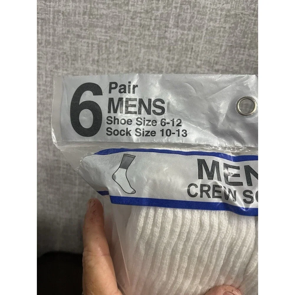 6 Vintage Kmart Athletech Crew Socks White Men’s Shoe Sz 6-12 Cotton Blend USA